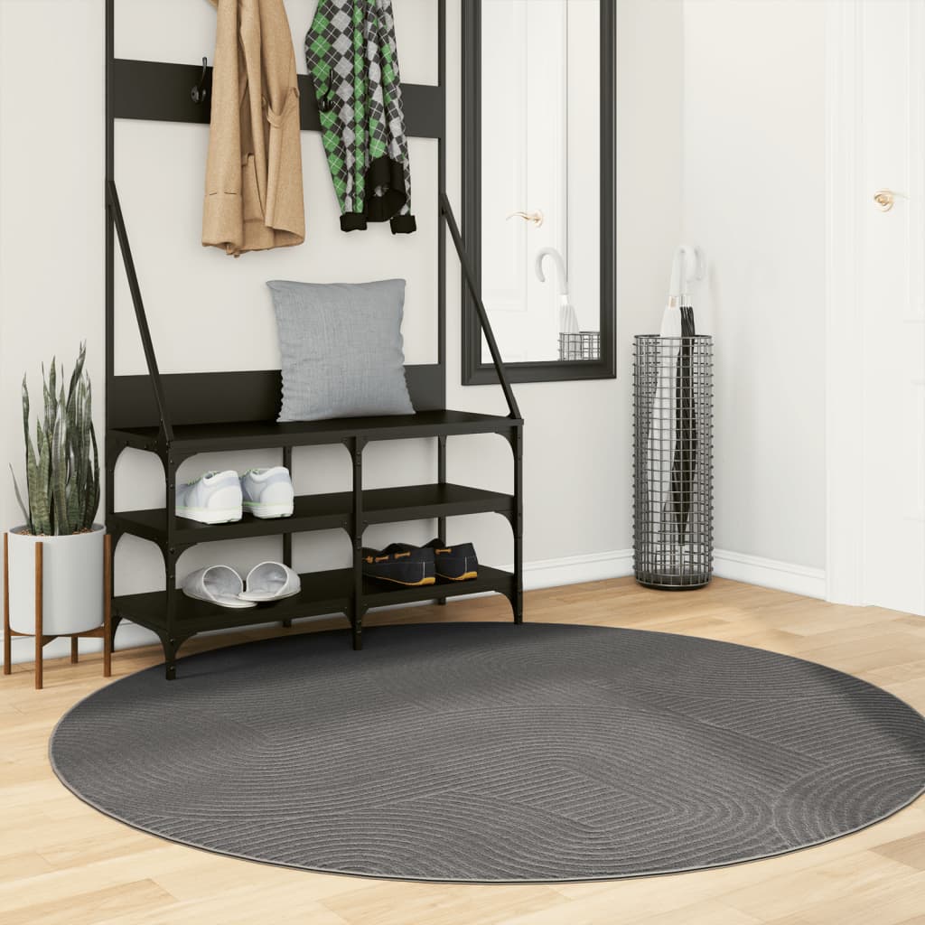 Vidaxl Teppich Iza Kurzflor skandinavisch ø 160 cm Anthrazit
