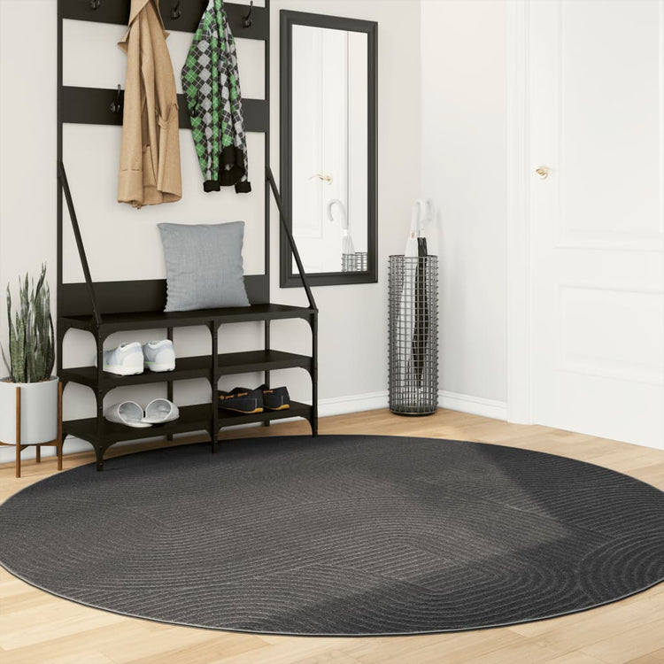 Vidaxl Teppich Iza Kurzflor skandinavisch ø 200 cm Anthrazit