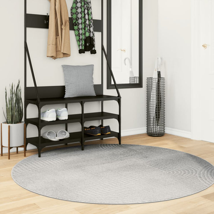 Vidaxl Teppich Iza Kurzflor skandinavisch ø 160 cm grau