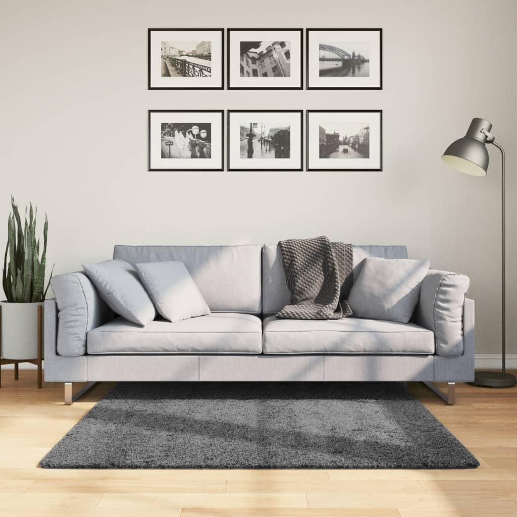 VidaXL Teppich Oviedo Niederflor 120x120 cm Anthrazit