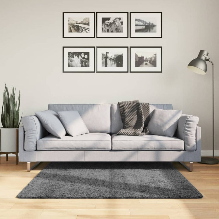 VidaXL Teppich Oviedo Niederflor 120x120 cm Anthrazit