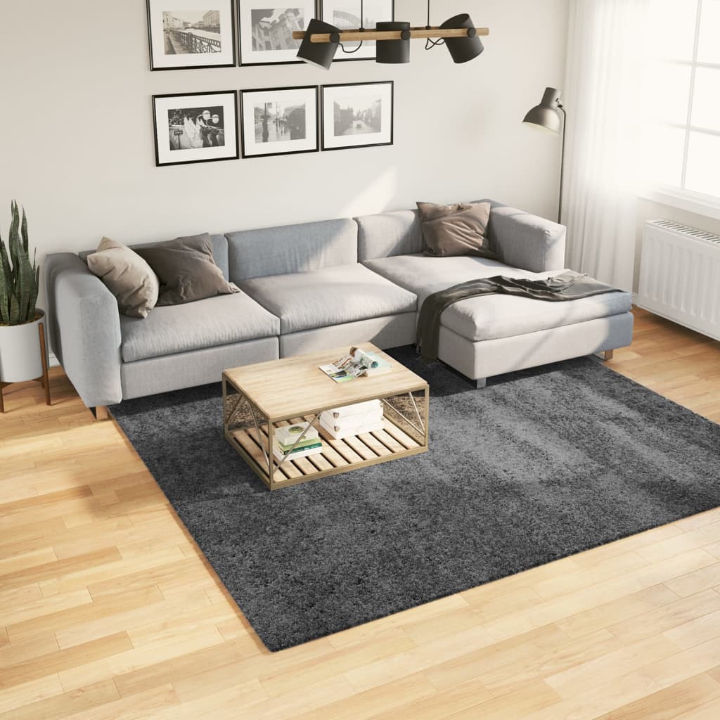 VidaXL Teppich Oviedo Niederflor 240x240 cm Anthrazit