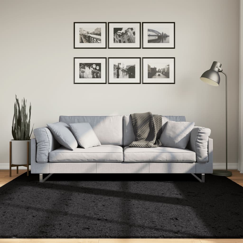 VidaXL Teppich Oviedo Niederflor 200x200 cm schwarz
