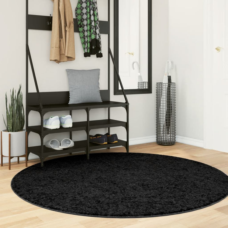 Vidaxx Teppich Oviedo Niederflor ø 160 cm schwarz