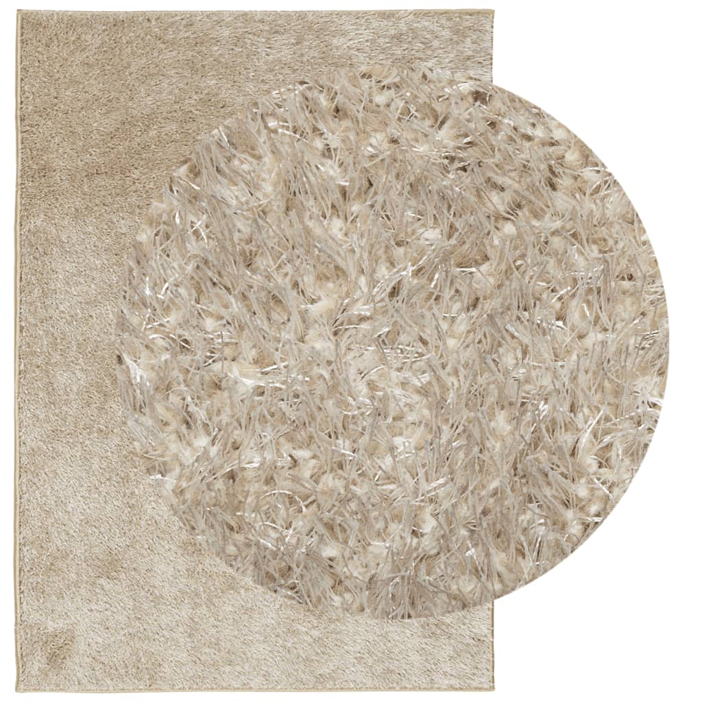 Vidaxl Teppich Istan hoher Stapel glänzend 140x200 cm Beige