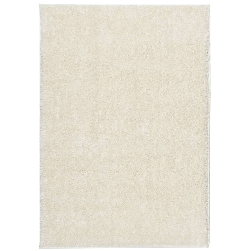 Vidaxl Teppich Istan hoher Stapel glänzend 120x170 cm cremefarben -gepflegt