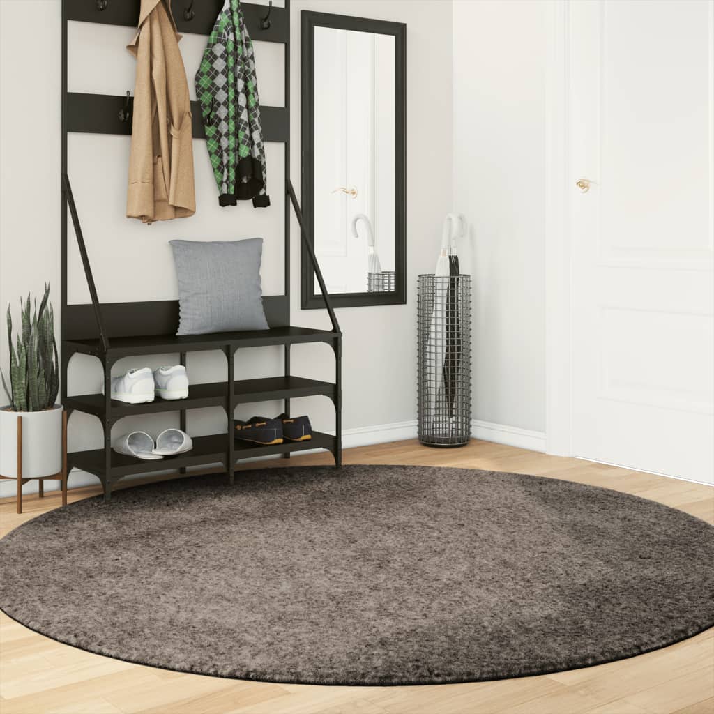 Vidaxl Teppich Istan Hochhaufen glänzend Ø 200 cm Grau