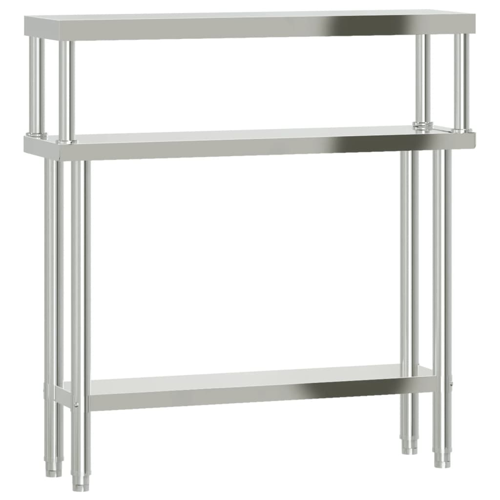 Vidaxx Küchenarbeitstisch mit Ablageplatte 110x30x120 cm aus Edelstahl