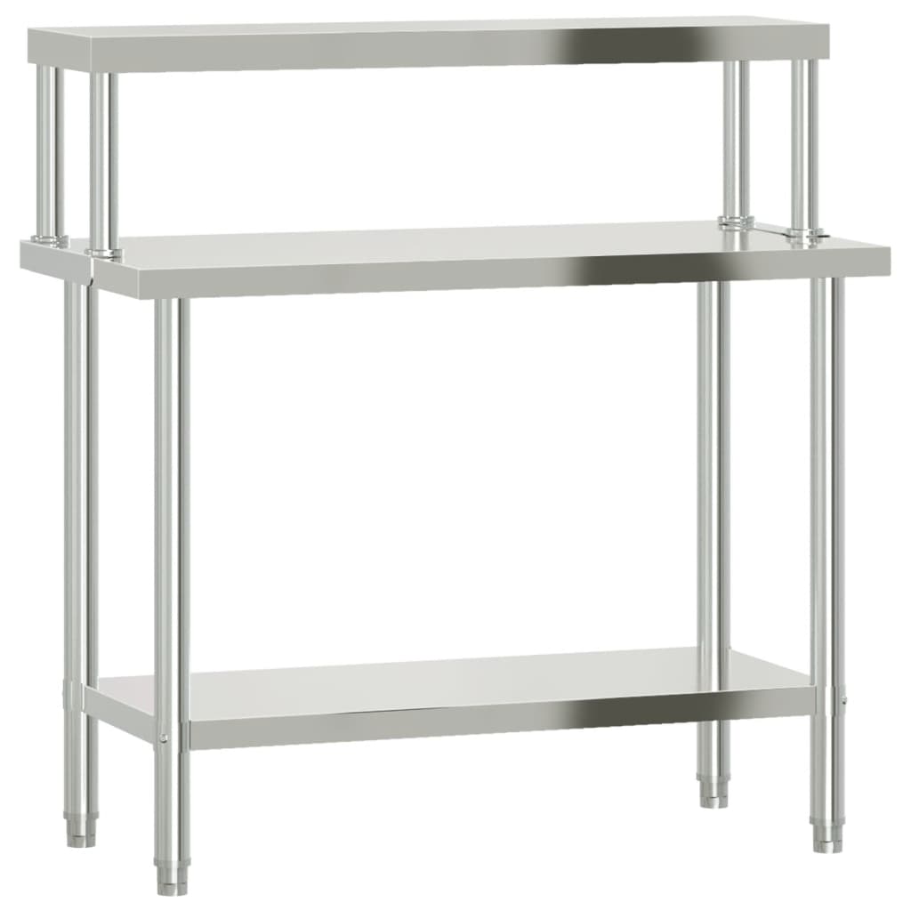 Vidaxx Küchenarbeitstisch mit Ablageplatte 110x55x120 cm aus Edelstahl