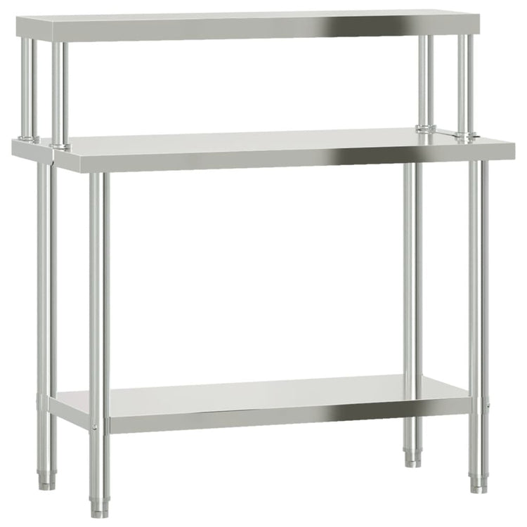 Vidaxx Küchenarbeitstisch mit Ablageplatte 110x55x120 cm aus Edelstahl