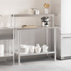 Vidaxx Küchenarbeitstisch mit Ablageplatte 110x55x120 cm aus Edelstahl