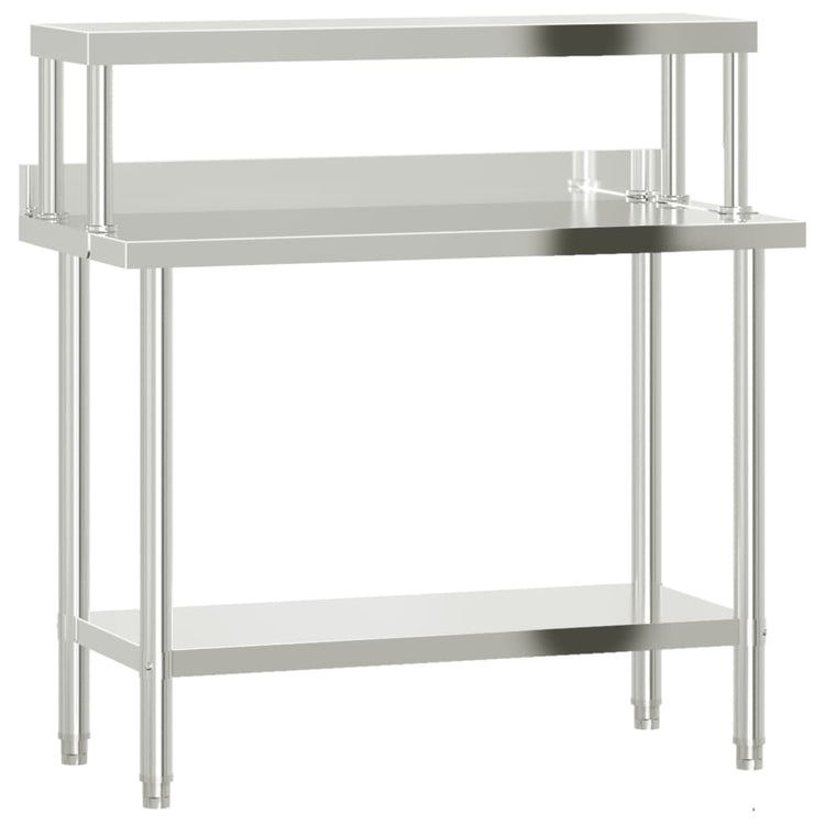 Vidaxx Küchenarbeitstisch mit Ablageplatte 110x55x120 cm aus Edelstahl