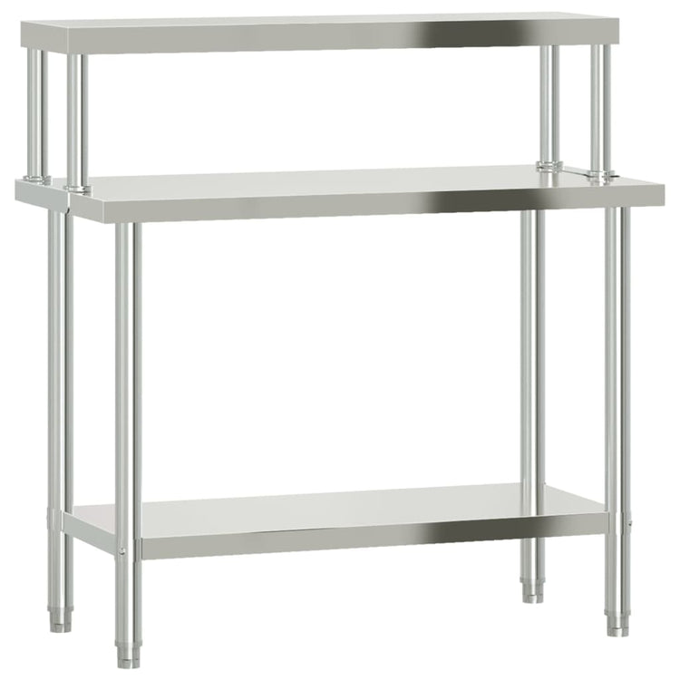 Vidaxx Küchenarbeitstisch mit Ablageplatte 110x55x120 cm aus Edelstahl