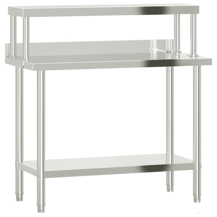 Vidaxx Küchenarbeitstisch mit Ablageplatte 110x55x120 cm aus Edelstahl