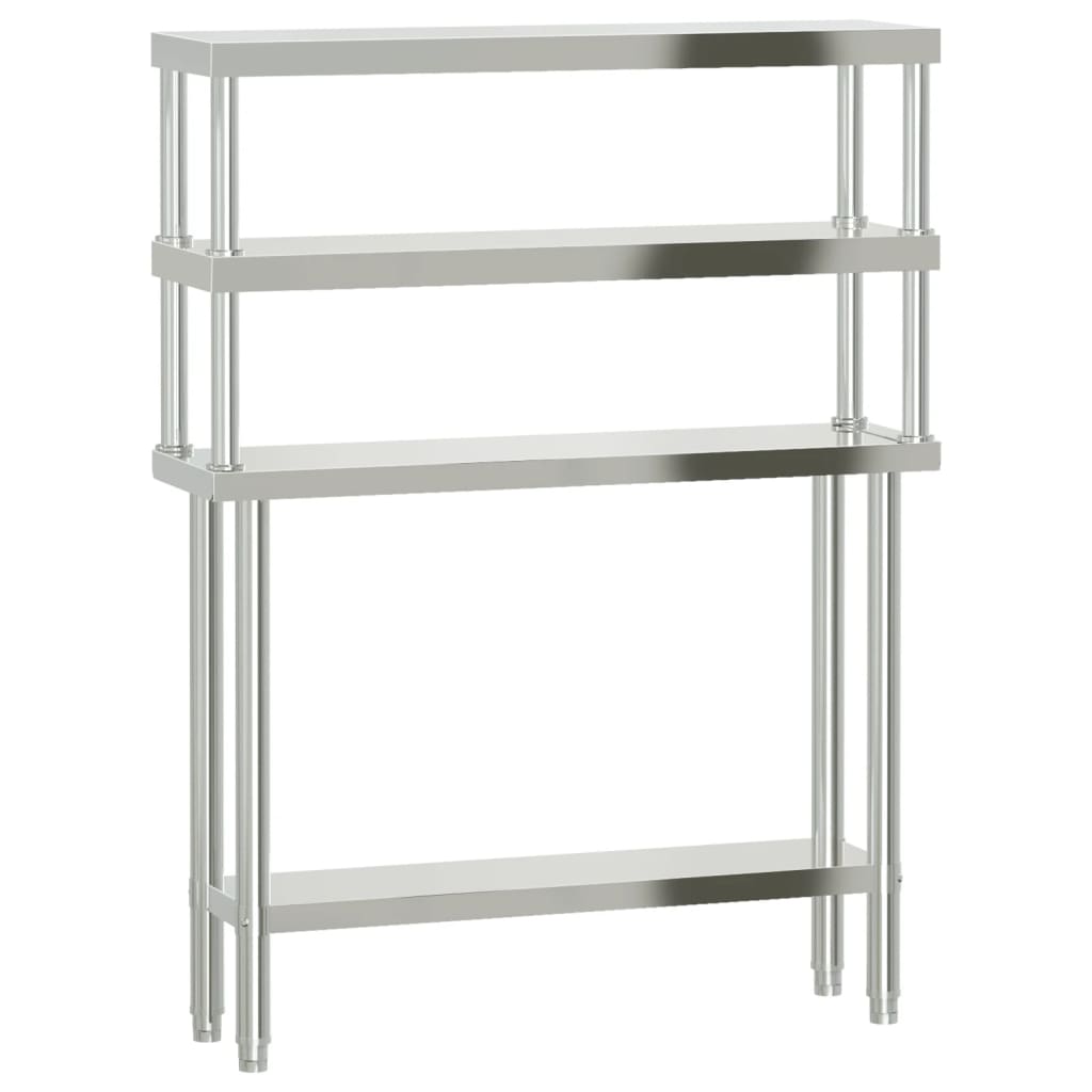 Vidaxx Küchenarbeitstisch mit oberer Ablage 110x30x150 cm Edelstahl