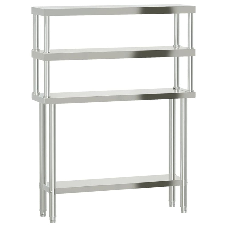 Vidaxx Küchenarbeitstisch mit oberer Ablage 110x30x150 cm Edelstahl