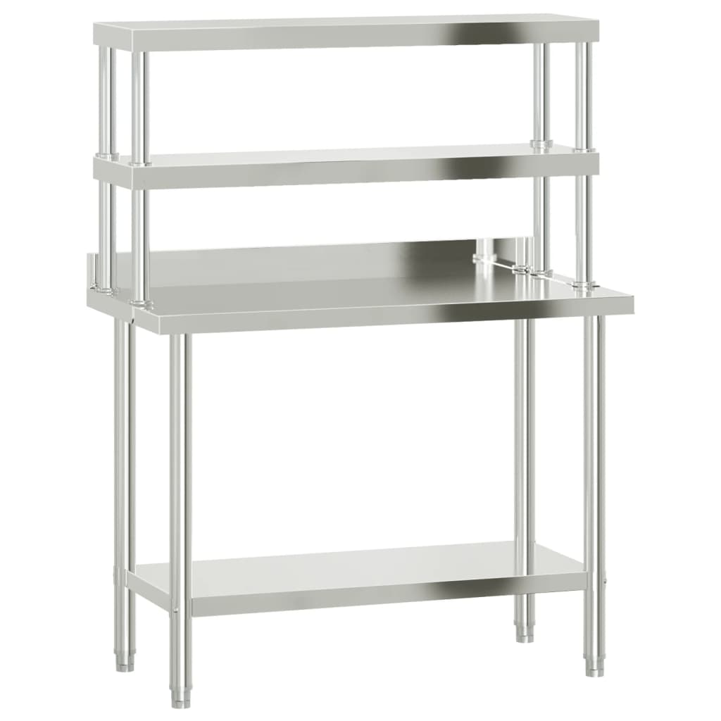 Vidaxx Küchenarbeitstisch mit oberer Ablage 110x55x150 cm Edelstahl