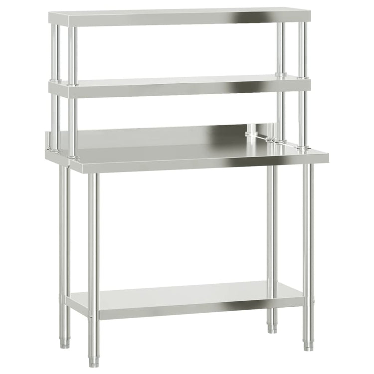 Vidaxx Küchenarbeitstisch mit oberer Ablage 110x55x150 cm Edelstahl