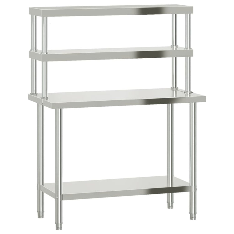 Vidaxx Küchenarbeitstisch mit oberer Ablage 110x55x150 cm Edelstahl
