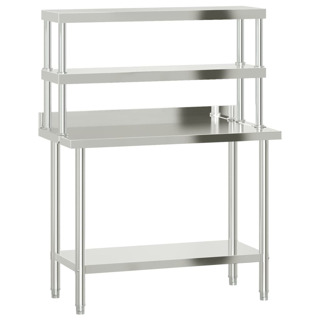 Vidaxx Küchenarbeitstisch mit oberer Ablage 110x55x150 cm Edelstahl
