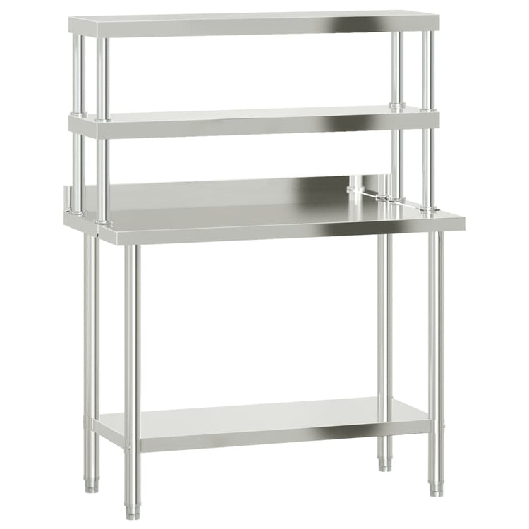 Vidaxx Küchenarbeitstisch mit oberer Ablage 110x55x150 cm Edelstahl