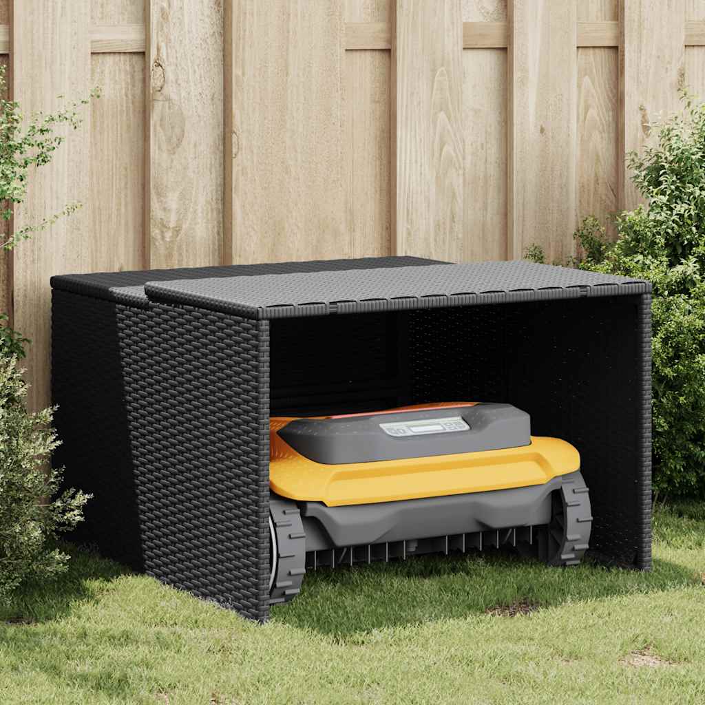 Vidaxx Garage für Rasenmäherroboter 86x90x52 57 cm Polyrattan schwarz