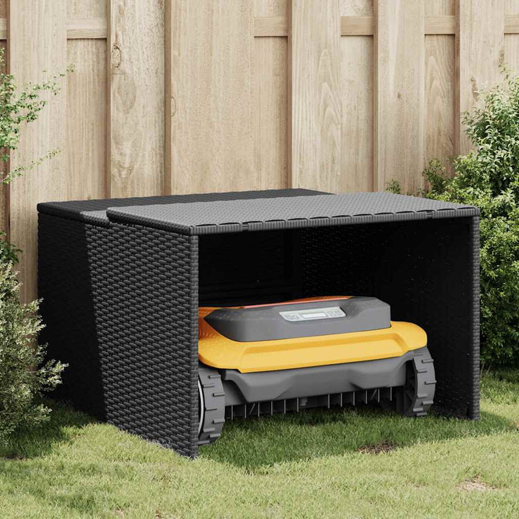 Vidaxx Garage für Rasenmäherroboter 86x90x52 57 cm Polyrattan schwarz