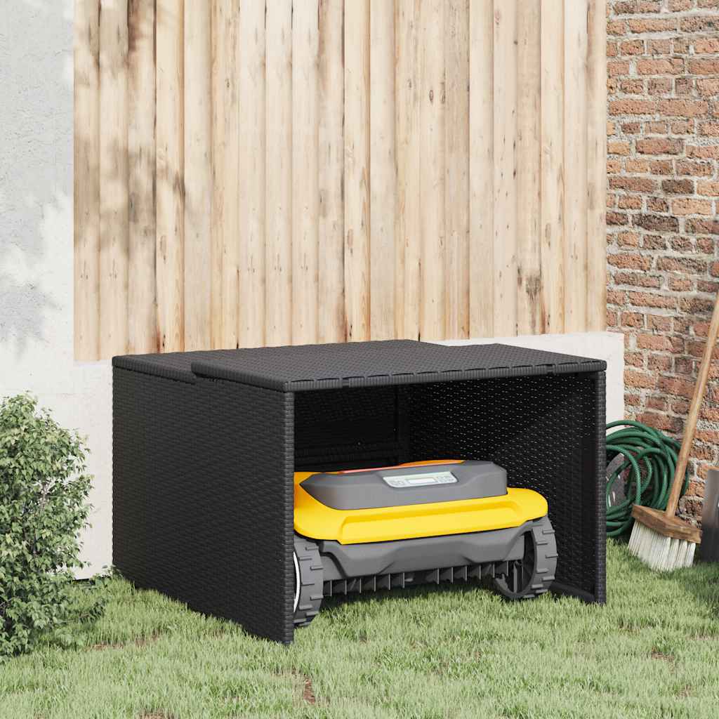 Vidaxx Garage für Rasenmäherroboter 86x90x52 57 cm Polyrattan schwarz