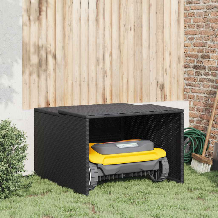 Vidaxx Garage für Rasenmäherroboter 86x90x52 57 cm Polyrattan schwarz