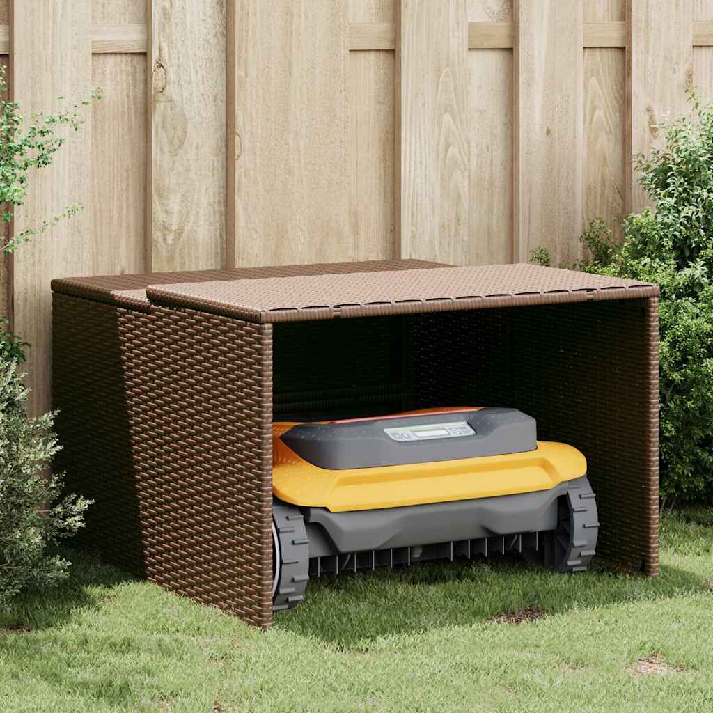 Vidaxx Garage für Rasenmäherroboter 86x90x52 57 cm Polyrattan braun