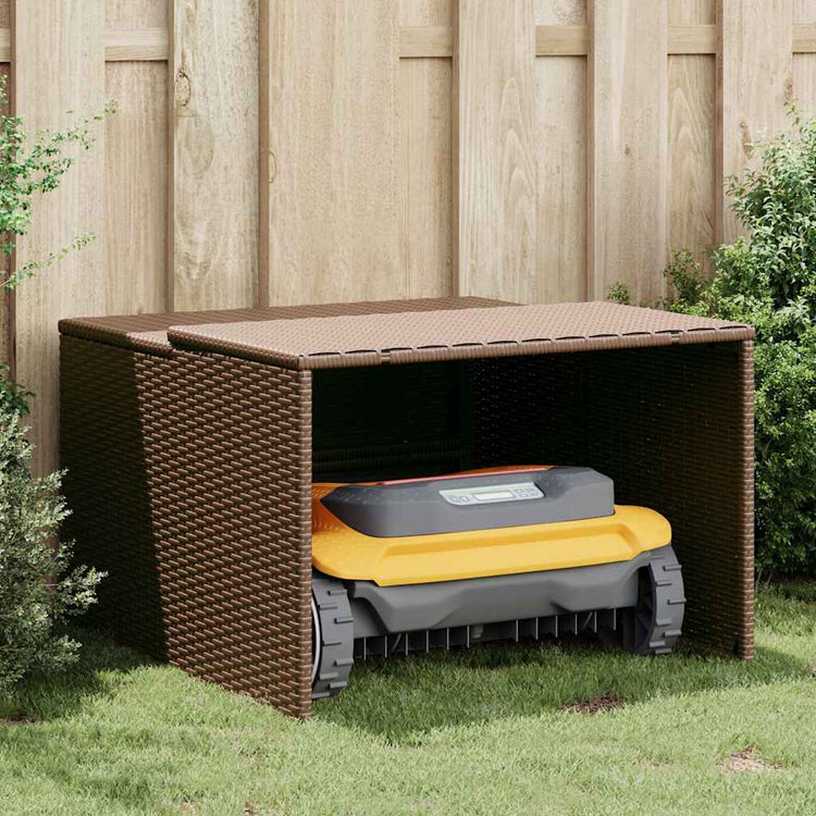 Vidaxx Garage für Rasenmäherroboter 86x90x52 57 cm Polyrattan braun