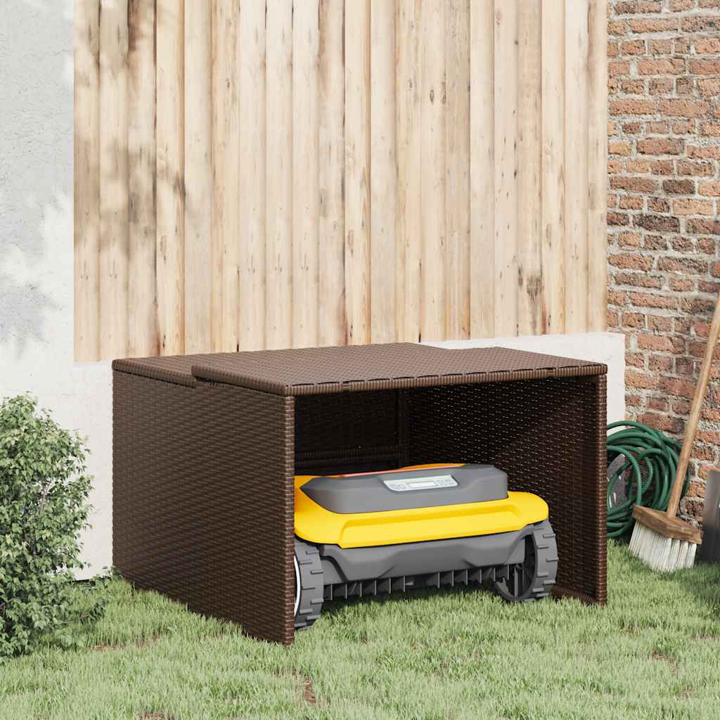 Vidaxx Garage für Rasenmäherroboter 86x90x52 57 cm Polyrattan braun