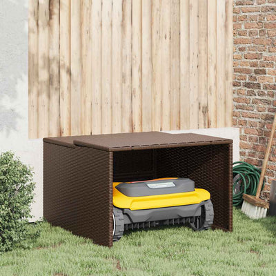 Vidaxx Garage für Rasenmäherroboter 86x90x52 57 cm Polyrattan braun