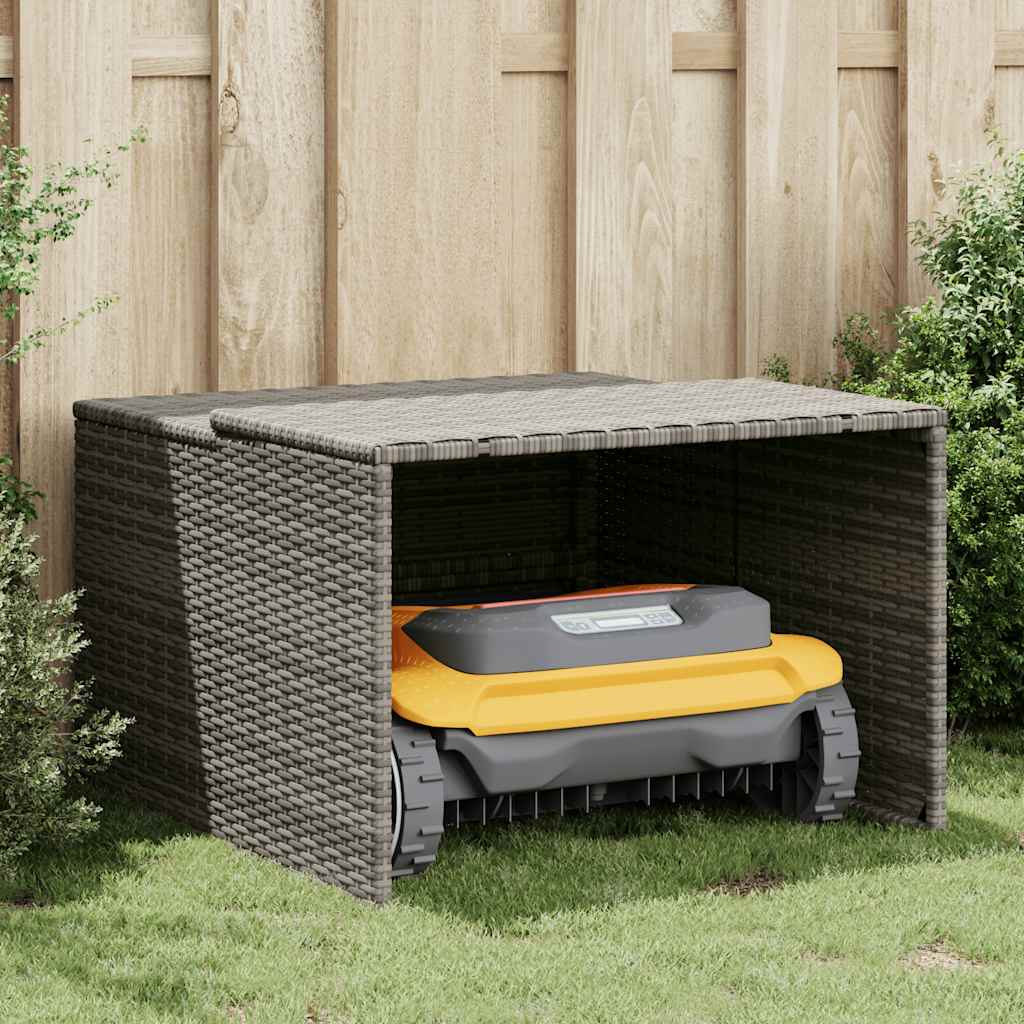 Vidaxx Garage für Rasenmäherroboter 86x90x52 57 cm Polyrattan grau