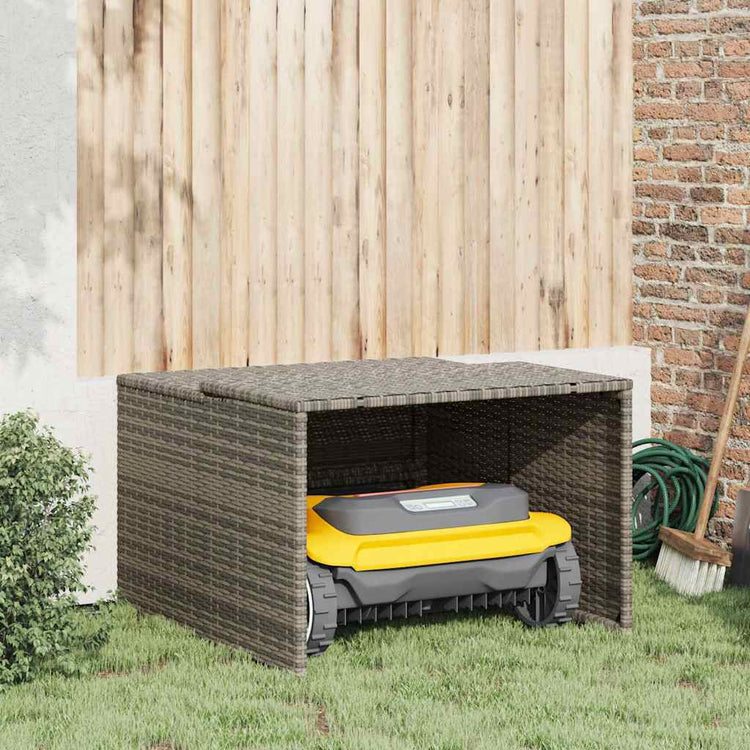Vidaxx Garage für Rasenmäherroboter 86x90x52 57 cm Polyrattan grau