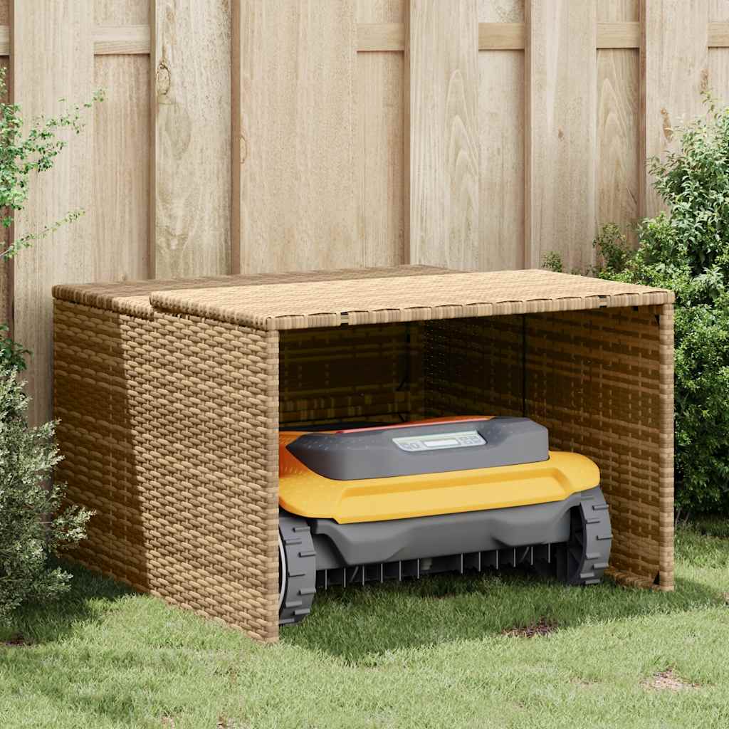Vidaxx Garage für Rasenmäherroboter 86x90x52 57 cm Poly Rattan Beige