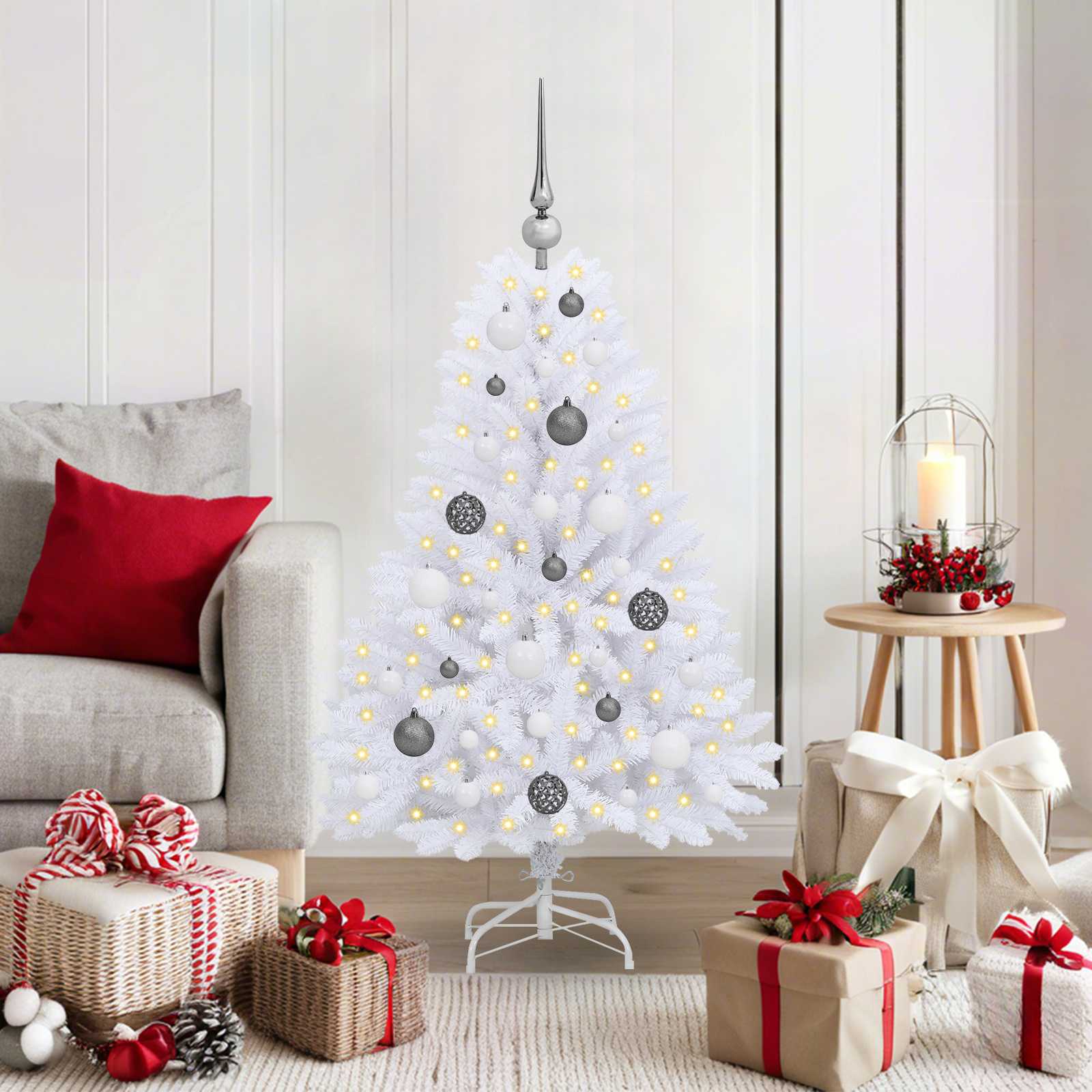 Vidaxx künstlicher Weihnachtsbaum weiß 68 x 68 x 120 cm PVC und Metall
