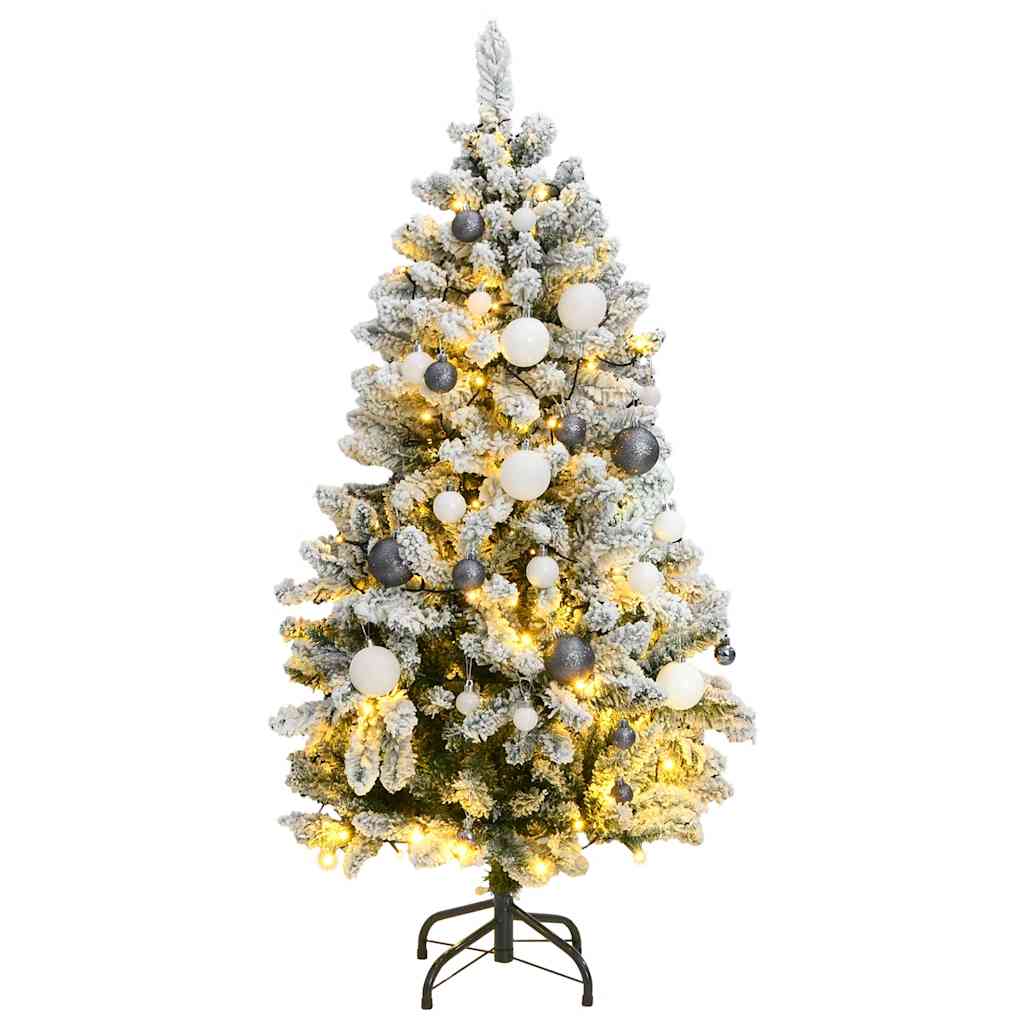 VidaXL künstlicher Weihnachtsbaum mit Scharnieren 150 LEDs und Weihnachtskugeln 150 cm