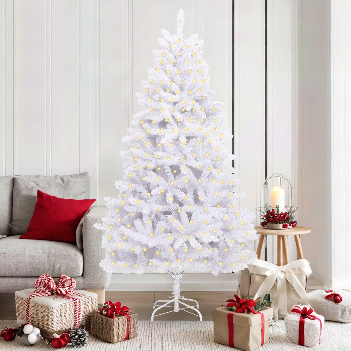 Vidaxx künstlicher Weihnachtsbaum mit 300 LED weiß 180 cm PVC und Metall