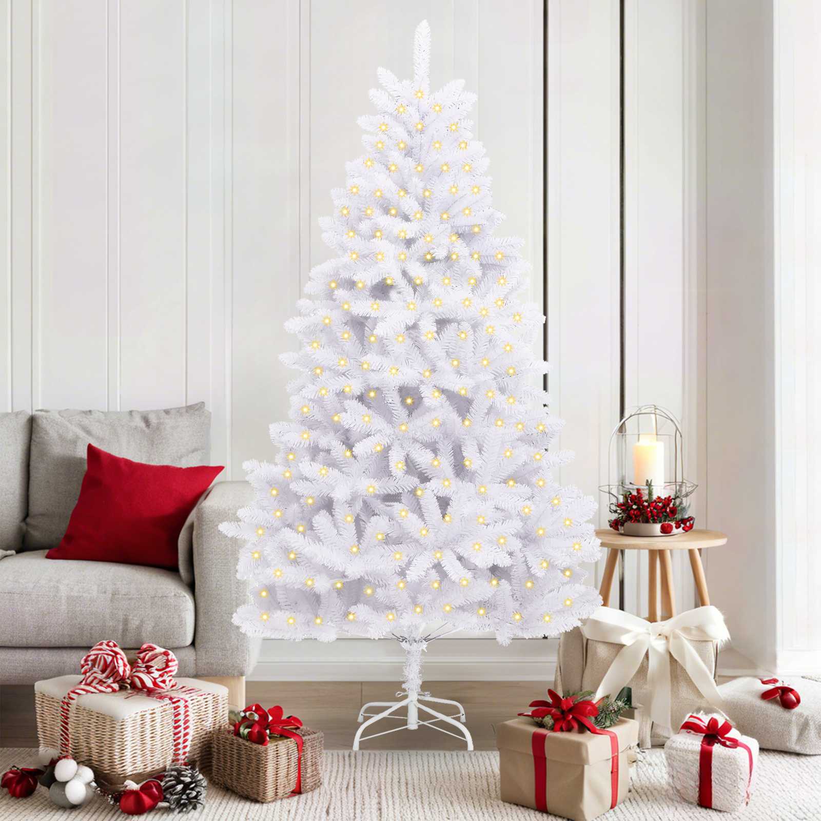 Vidaxx künstlicher Weihnachtsbaum mit 300 LED weiß 180 cm PVC und Metall