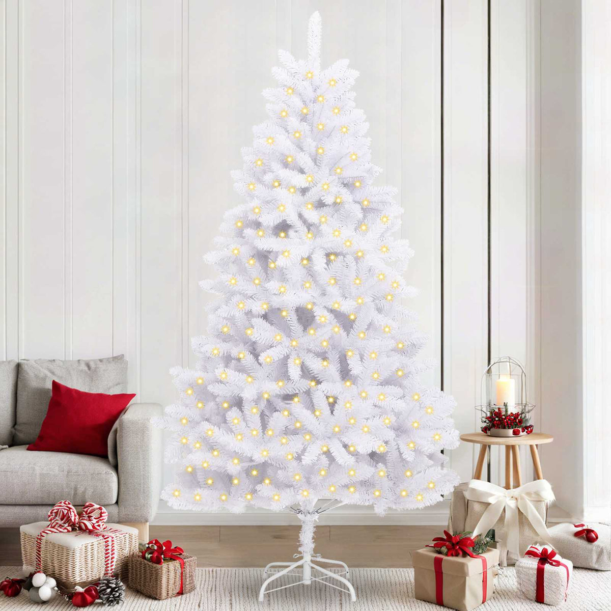 Künstlicher Weihnachtsbaum von Vidaxx mit 300 LEDs, weiß, 240 cm, PVC und Metall