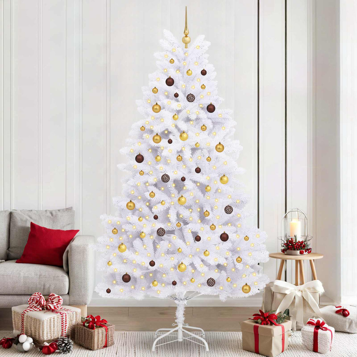 Vidaxx künstlicher Weihnachtsbaum weiß 120 x 120 x 240 cm PVC und Metall