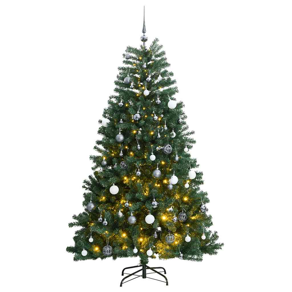 VidaXL künstlicher Weihnachtsbaum mit Scharnieren 300 LEDs und Weihnachtskugeln 240 cm