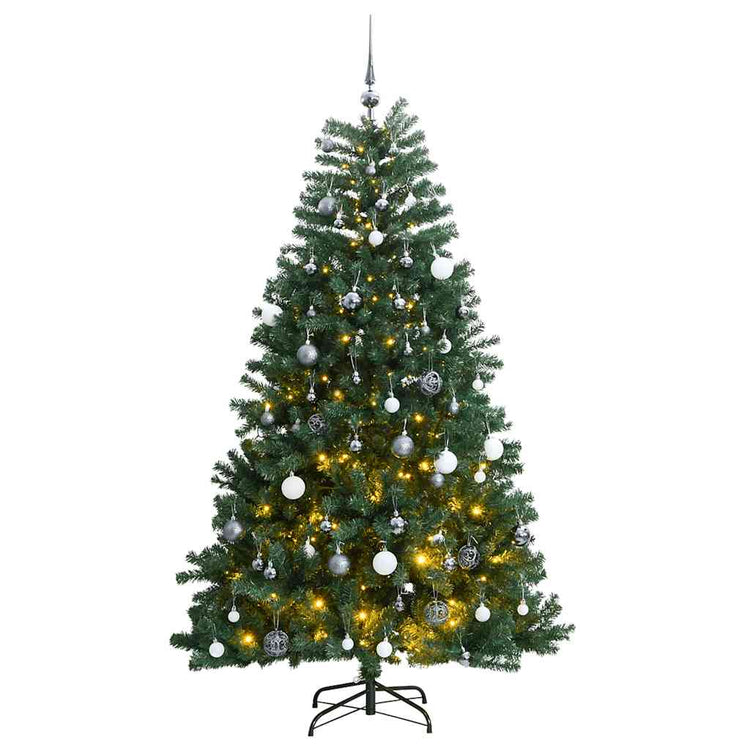 VidaXL künstlicher Weihnachtsbaum mit Scharnieren 300 LEDs und Weihnachtskugeln 240 cm