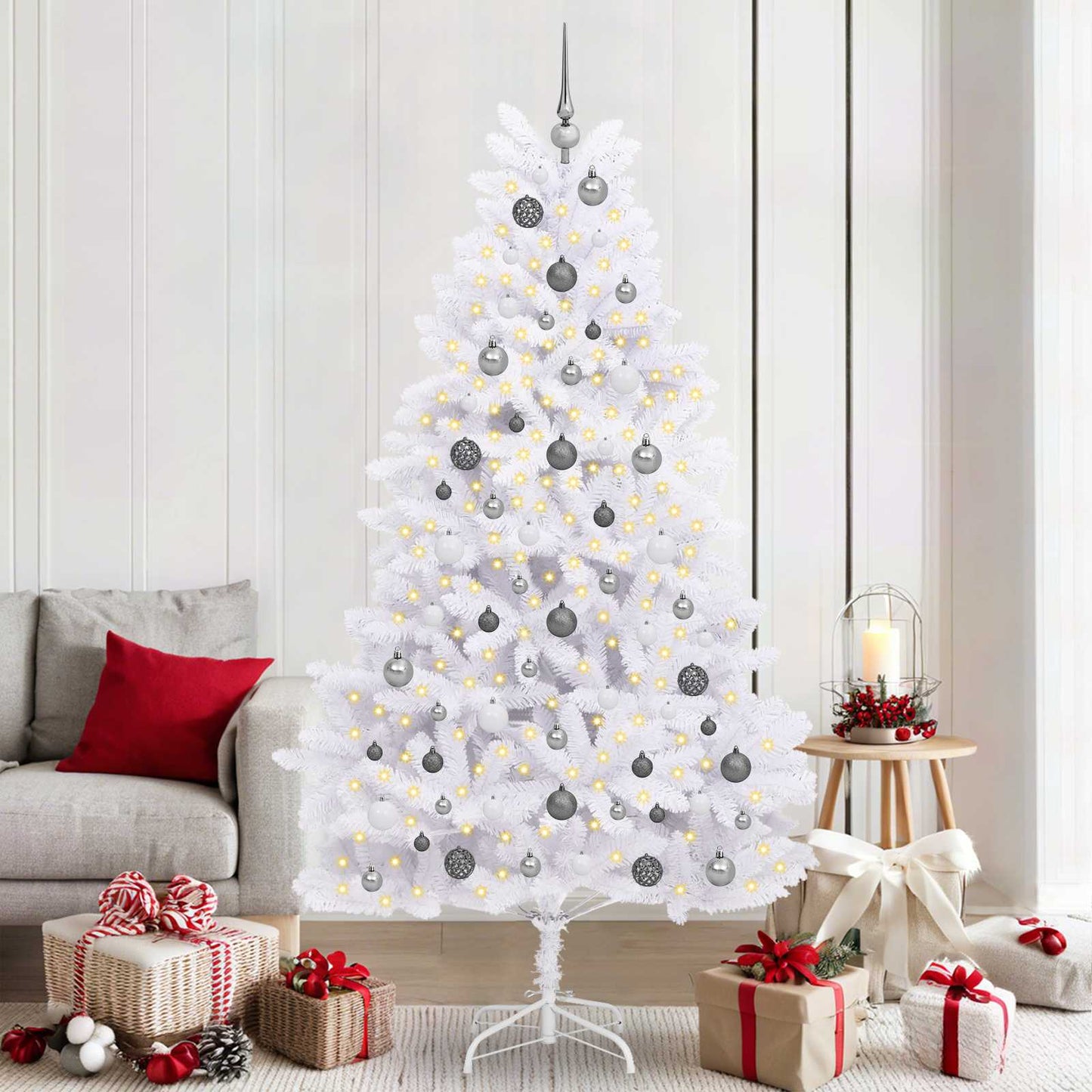 Vidaxx künstlicher Weihnachtsbaum weiß 106 x 106 x 210 cm PVC und Metall