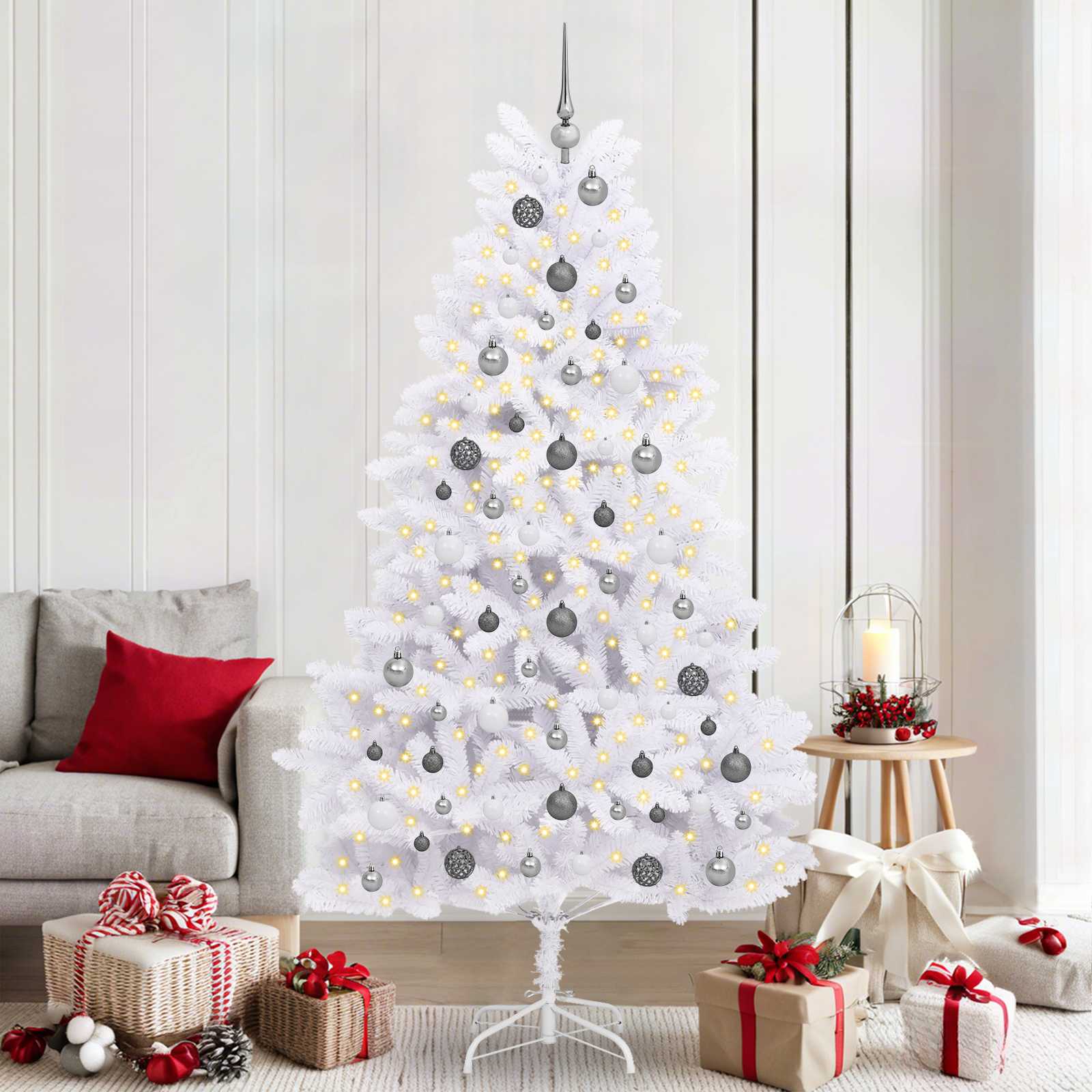 Vidaxx künstlicher Weihnachtsbaum weiß 106 x 106 x 210 cm PVC und Metall