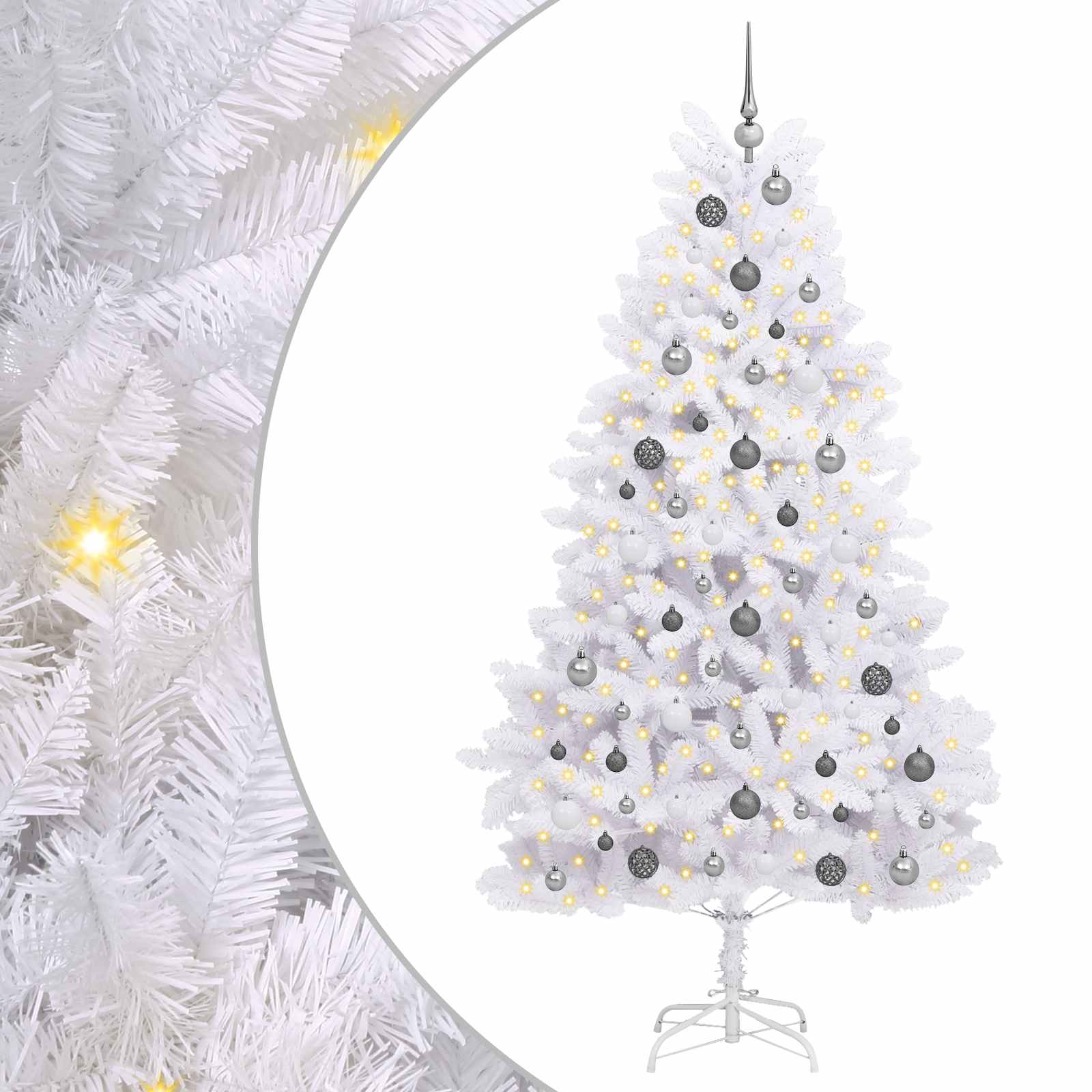 Vidaxx künstlicher Weihnachtsbaum weiß 106 x 106 x 210 cm PVC und Metall