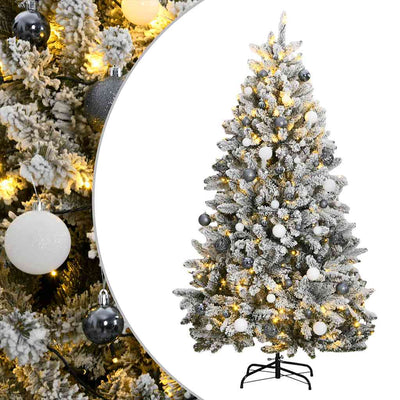 VidaXL künstlicher Weihnachtsbaum mit Scharnieren 300 LEDs und Weihnachtskugeln 180 cm