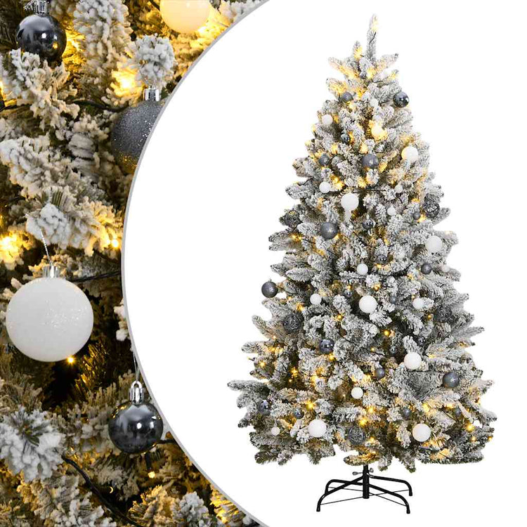 VidaXL künstlicher Weihnachtsbaum mit Scharnieren 300 LEDs und Weihnachtskugeln 180 cm