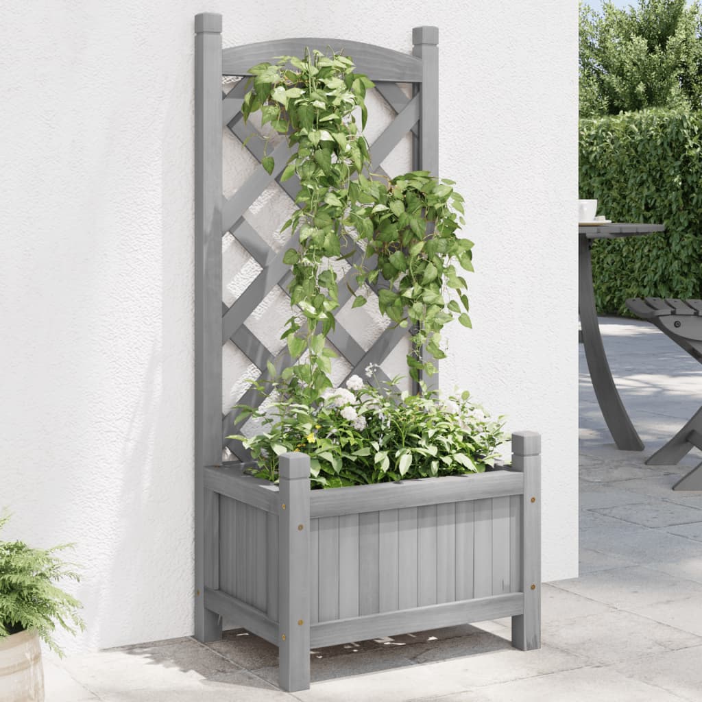Vidaxl Plannet mit Latwerk Solid Vurenhout Grau
